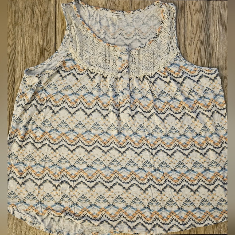 Maurices Lace Patterned Tank Top - Multicolor - Large